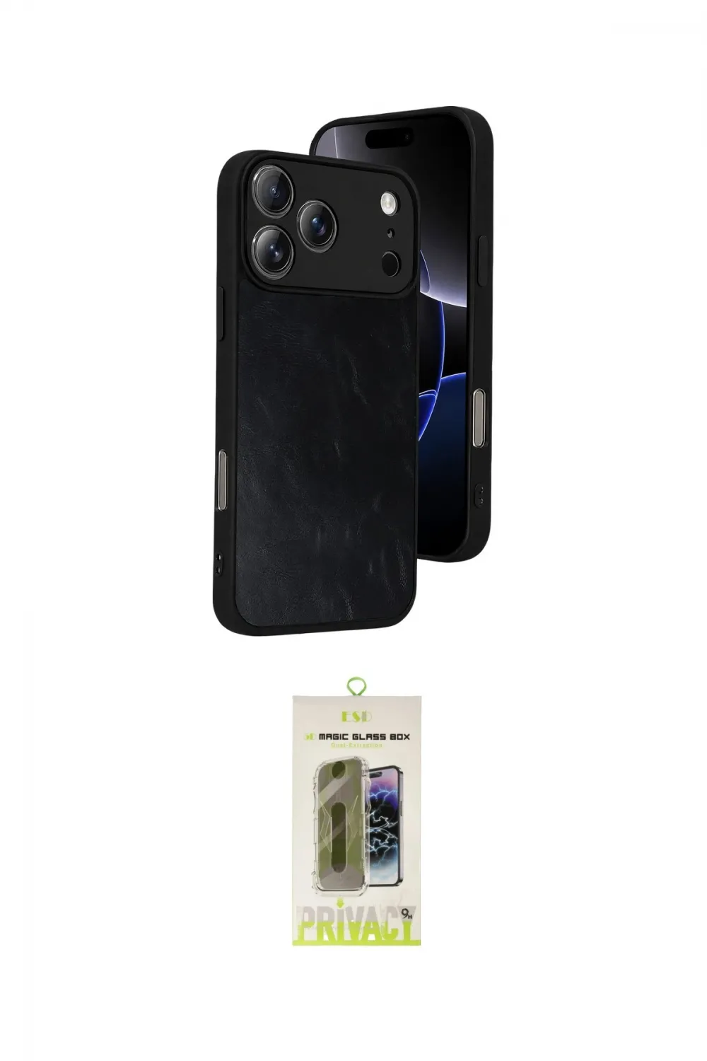 ieg™ iPhone 17 Pro Max Kılıf Kıvılcım Işık Serisi - Siyah Joko Magic 5D Hayalet Cam