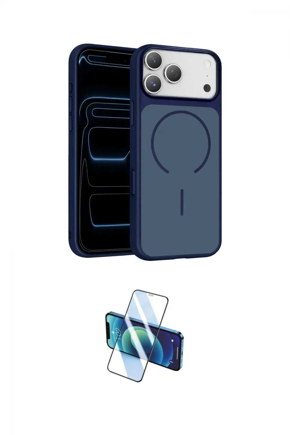 ieg™ iPhone 17 Pro Max Kılıf Kıvılcım Klasik - Siyah 3D Antistatik Cam Ekran Koruyucu