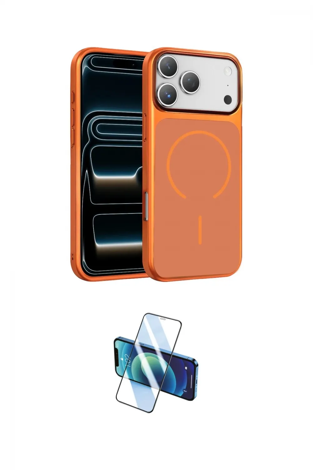 ieg™ iPhone 17 Pro Max Kılıf Kıvılcım Klasik - Siyah 3D Antistatik Cam Ekran Koruyucu