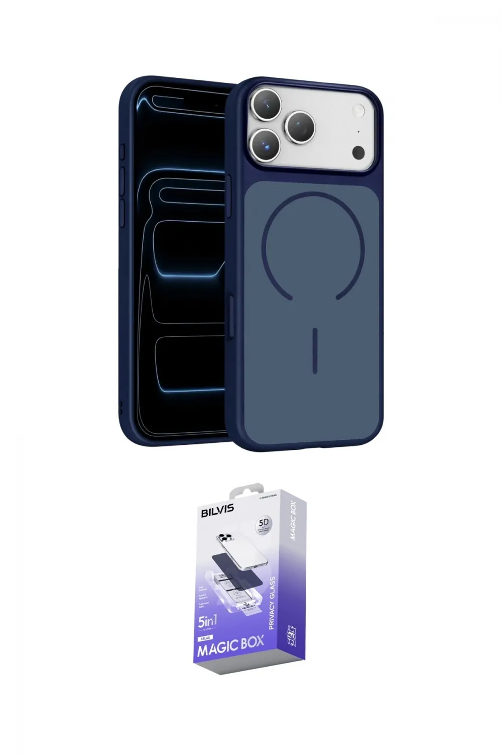 ieg™ iPhone 17 Pro Max Kılıf Kıvılcım Klasik - Siyah Bilvis 5in1 5D Magic Hayalet Cam Ekran Koruyucu