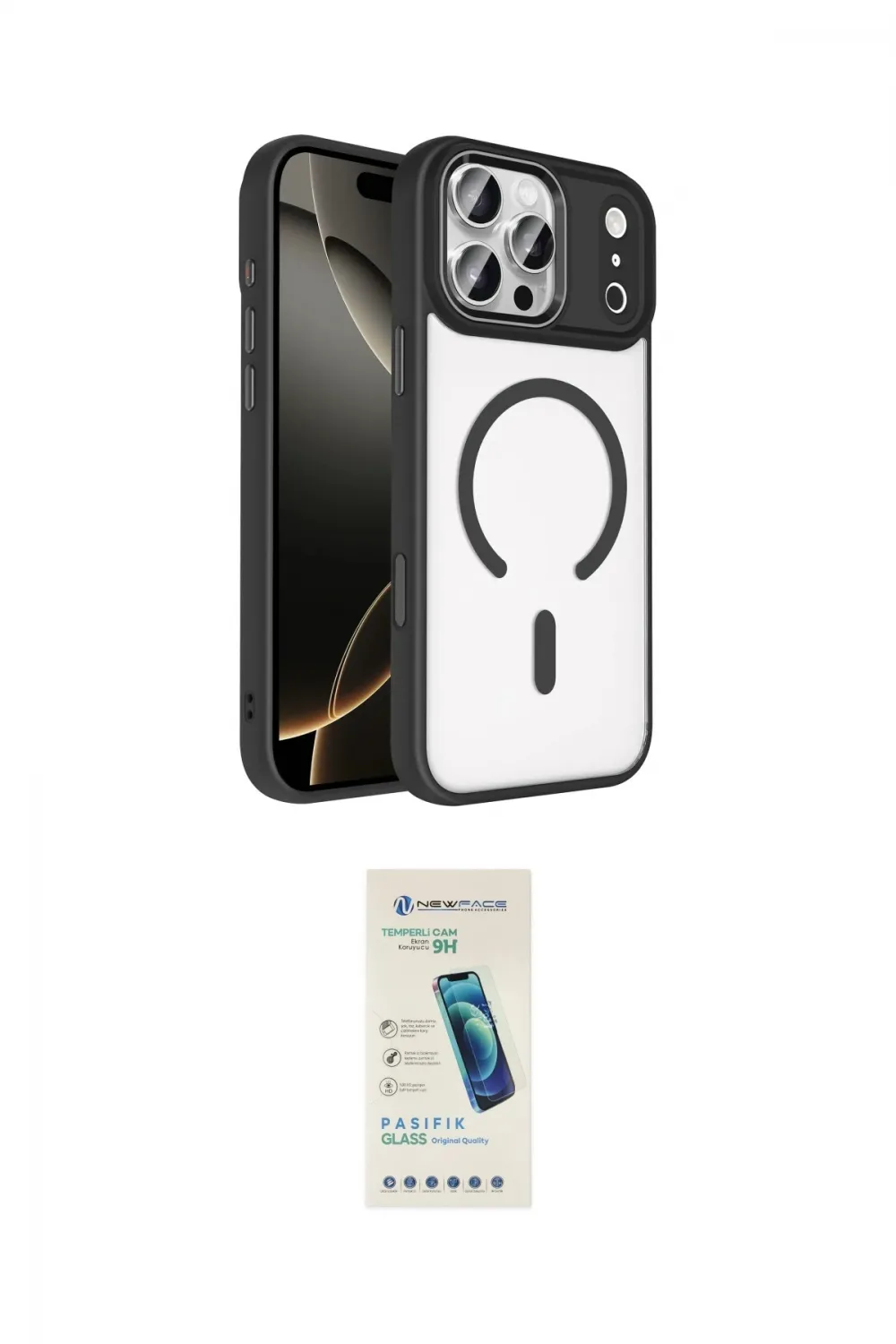 ieg™ iPhone 17 Pro Max Kılıf Kıvılcım Prime - Şeffaf Pasifik Cam Ekran Koruyucu