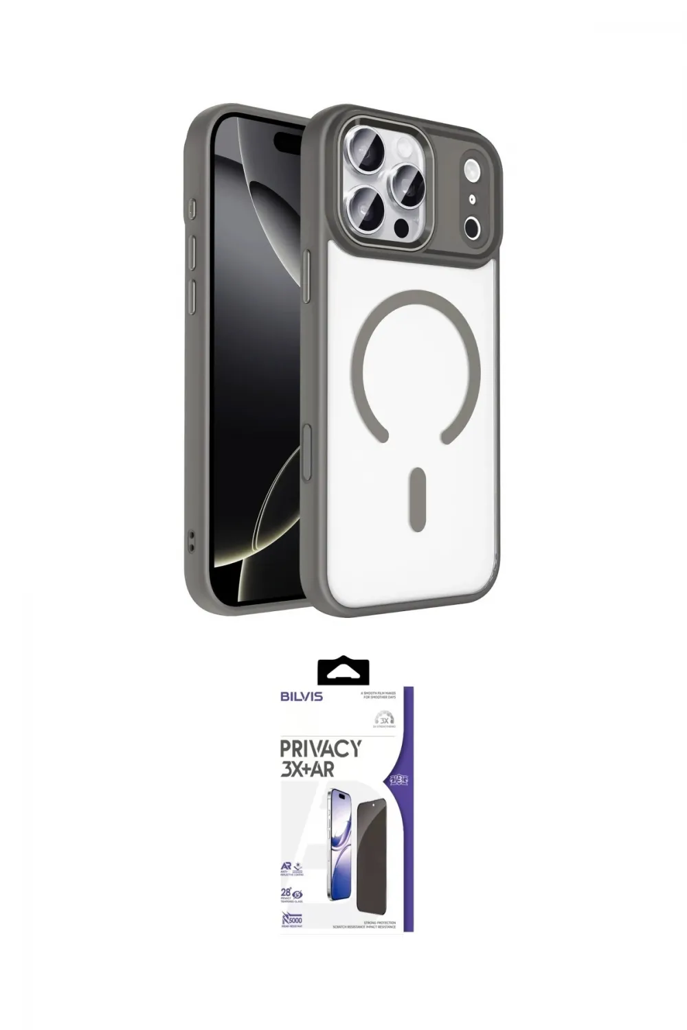 ieg™ iPhone 17 Pro Max Kılıf Kıvılcım Prime - Siyah Bilvis 3X AR Hayalet Cam Ekran Koruyucu