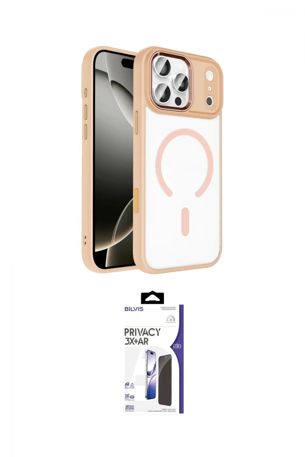 ieg™ iPhone 17 Pro Max Kılıf Kıvılcım Prime - Siyah Bilvis 3X AR Hayalet Cam Ekran Koruyucu