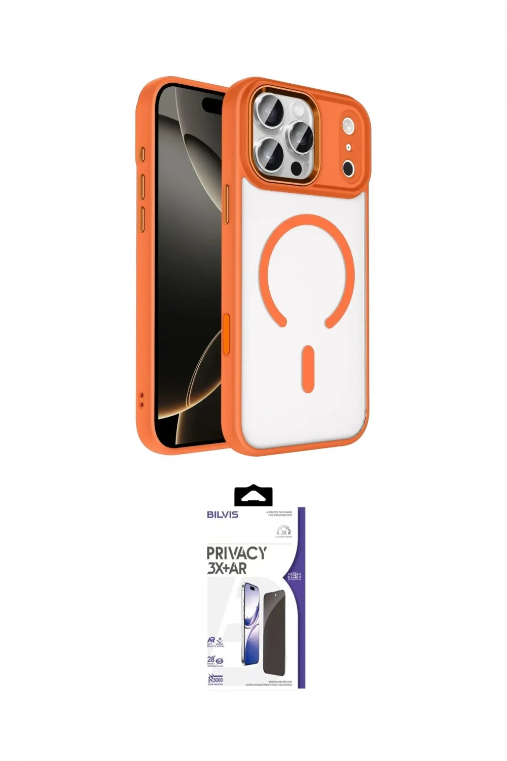 ieg™ iPhone 17 Pro Max Kılıf Kıvılcım Prime - Siyah Bilvis 3X AR Hayalet Cam Ekran Koruyucu