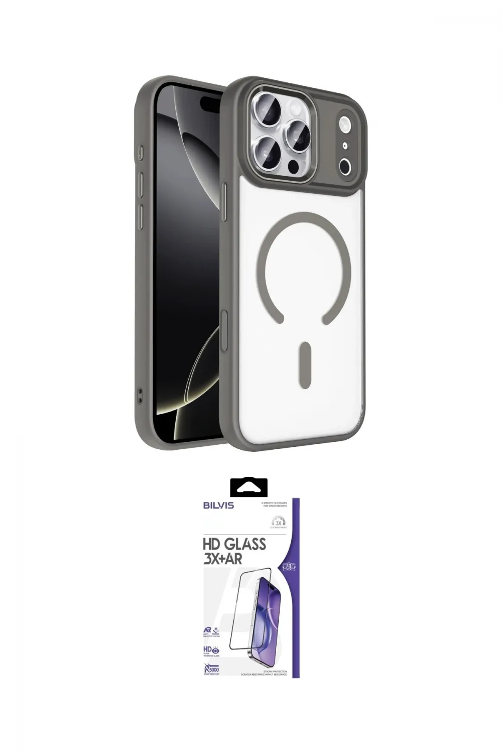 ieg™ iPhone 17 Pro Max Kılıf Kıvılcım Prime - Siyah Bilvis 3X AR HD Cam Ekran Koruyucu