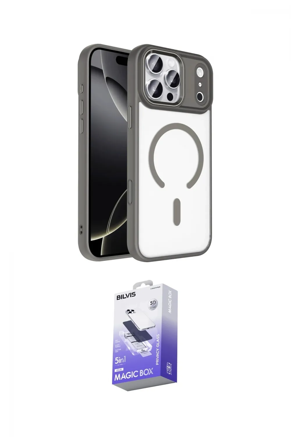 ieg™ iPhone 17 Pro Max Kılıf Kıvılcım Prime - Siyah Bilvis 5in1 5D Magic Hayalet Cam Ekran Koruyucu