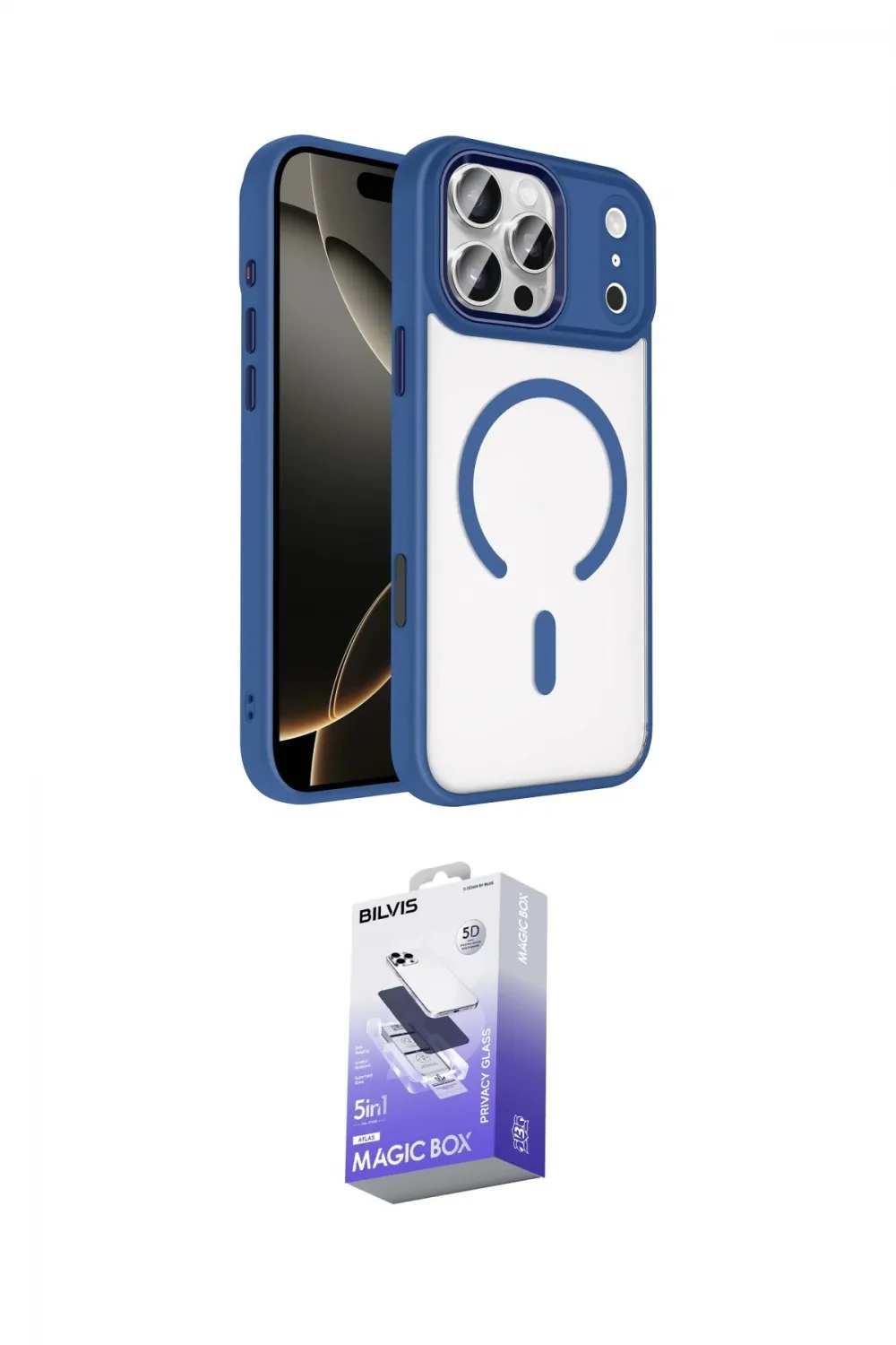 ieg™ iPhone 17 Pro Max Kılıf Kıvılcım Prime - Siyah Bilvis 5in1 5D Magic Hayalet Cam Ekran Koruyucu