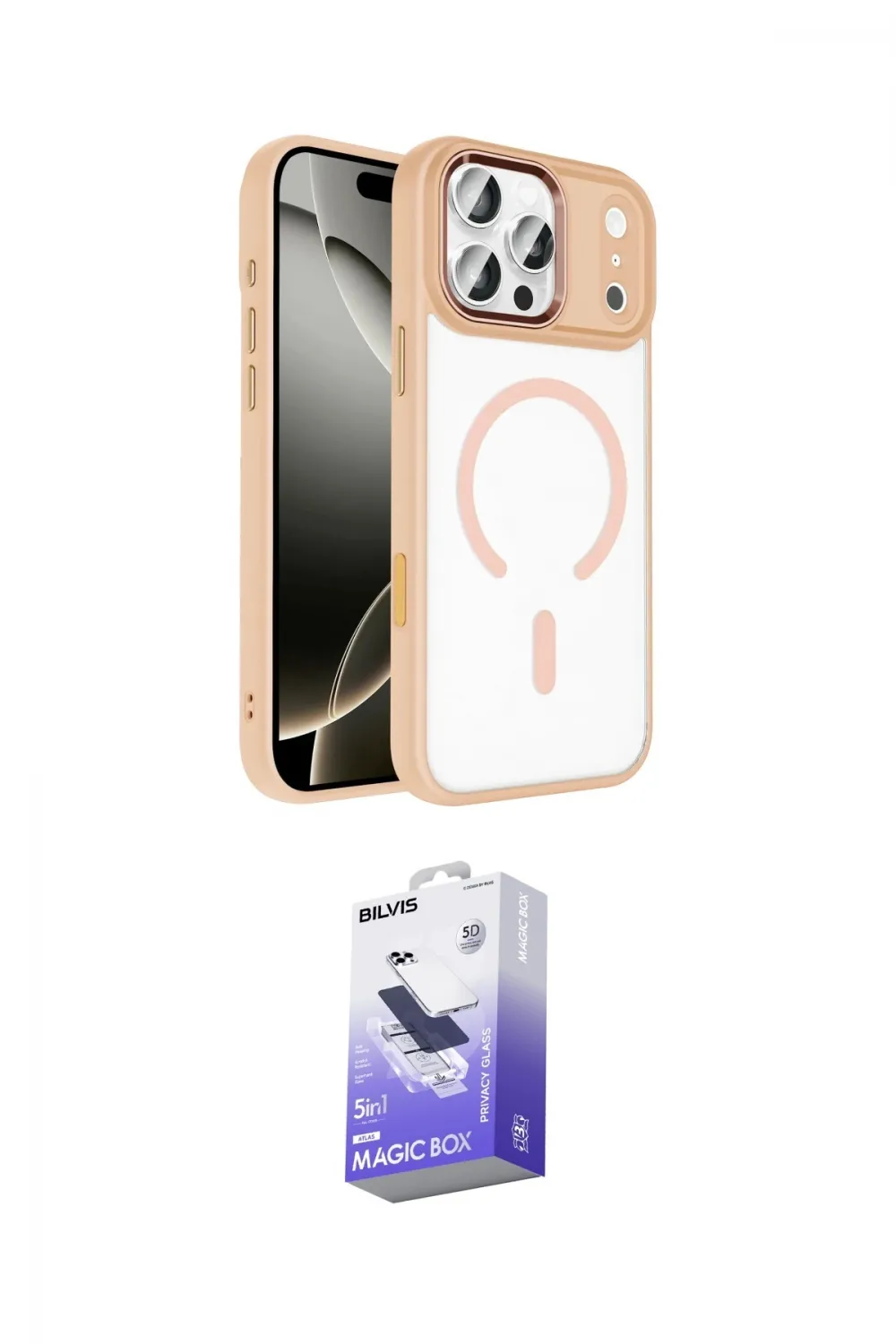 ieg™ iPhone 17 Pro Max Kılıf Kıvılcım Prime - Siyah Bilvis 5in1 5D Magic Hayalet Cam Ekran Koruyucu