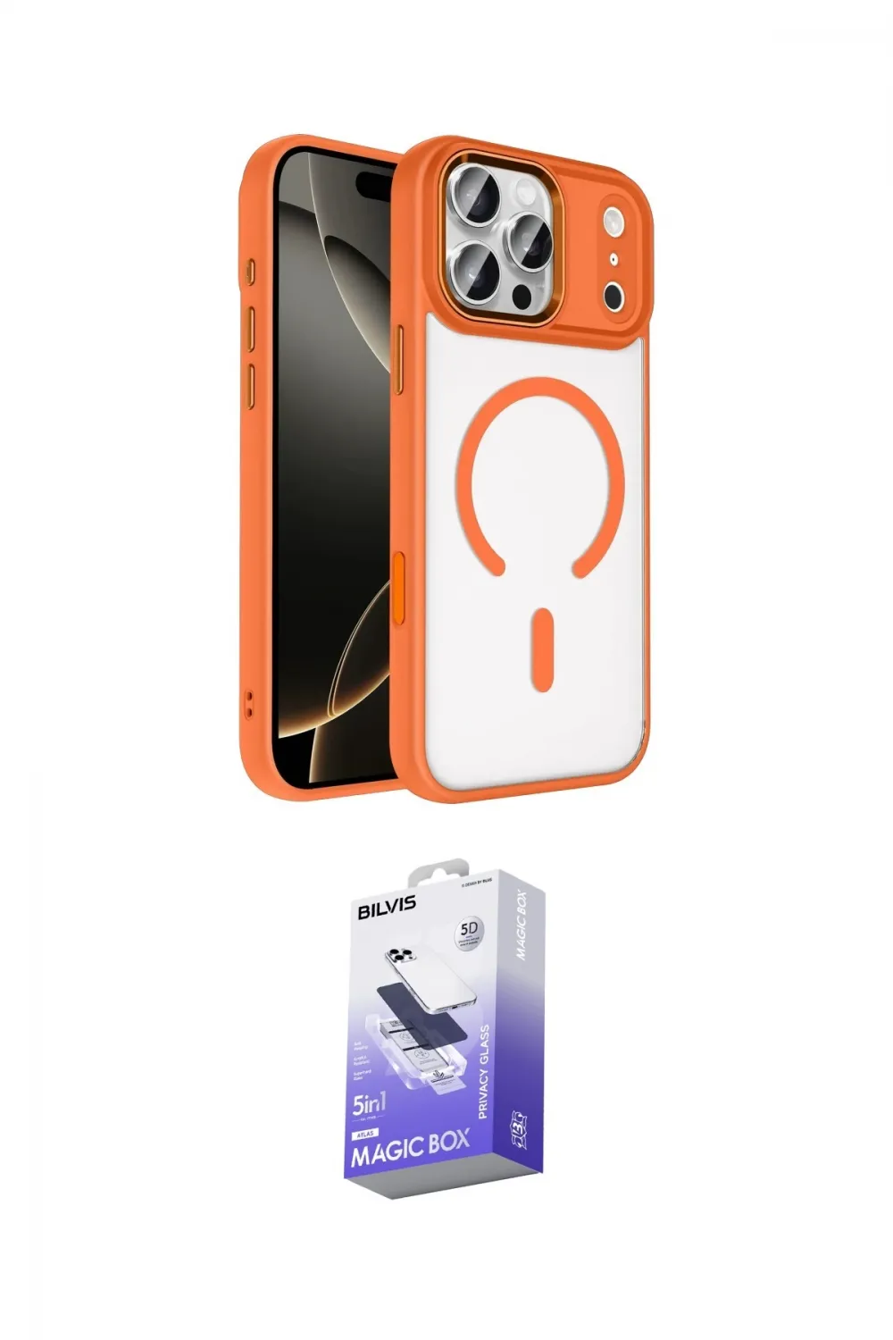 ieg™ iPhone 17 Pro Max Kılıf Kıvılcım Prime - Siyah Bilvis 5in1 5D Magic Hayalet Cam Ekran Koruyucu