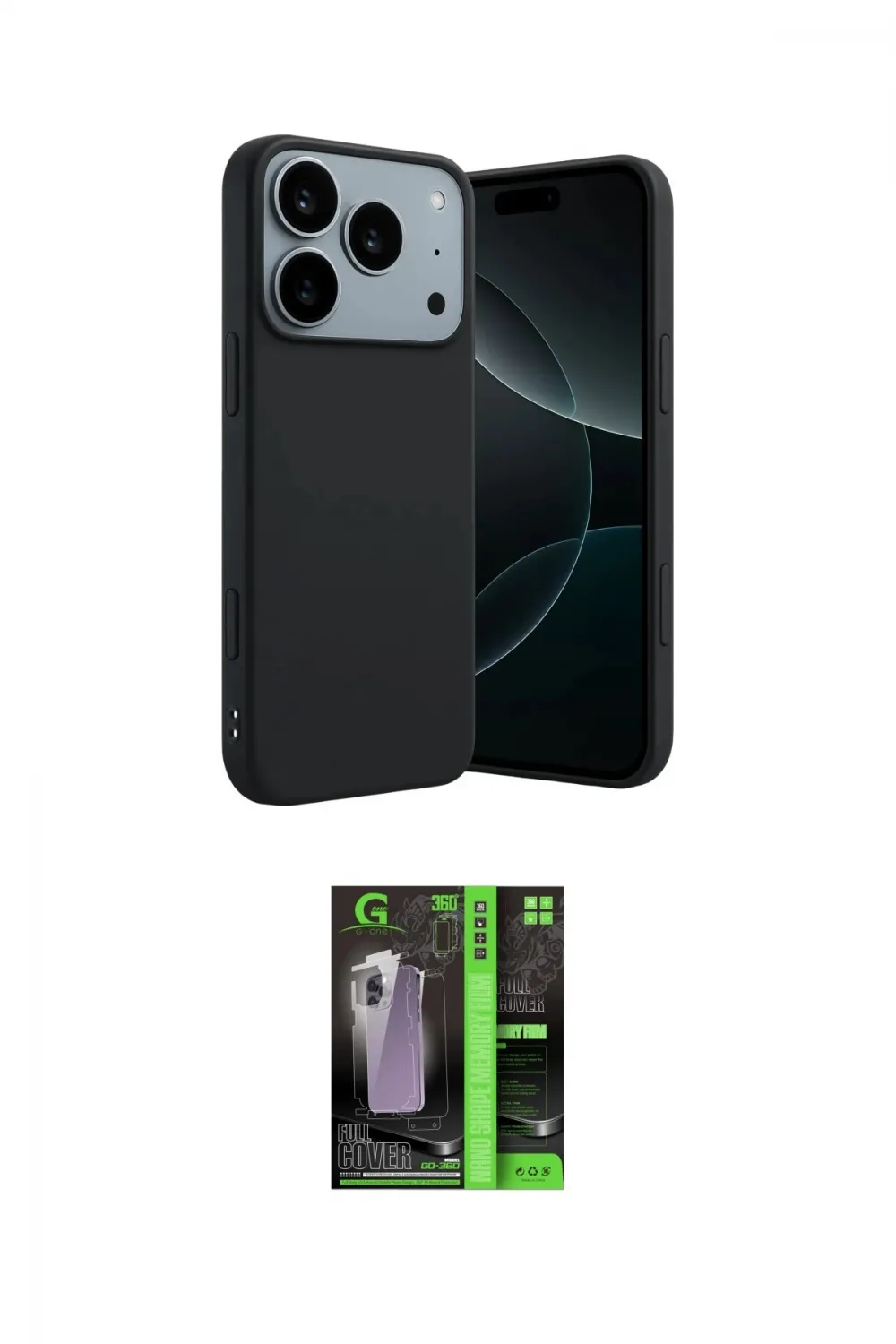 ieg™ iPhone 17 Pro Max Kılıf Kozmos Yansıma Özel Seri - Siyah 360 Mat Full Body Arka Koruyucu