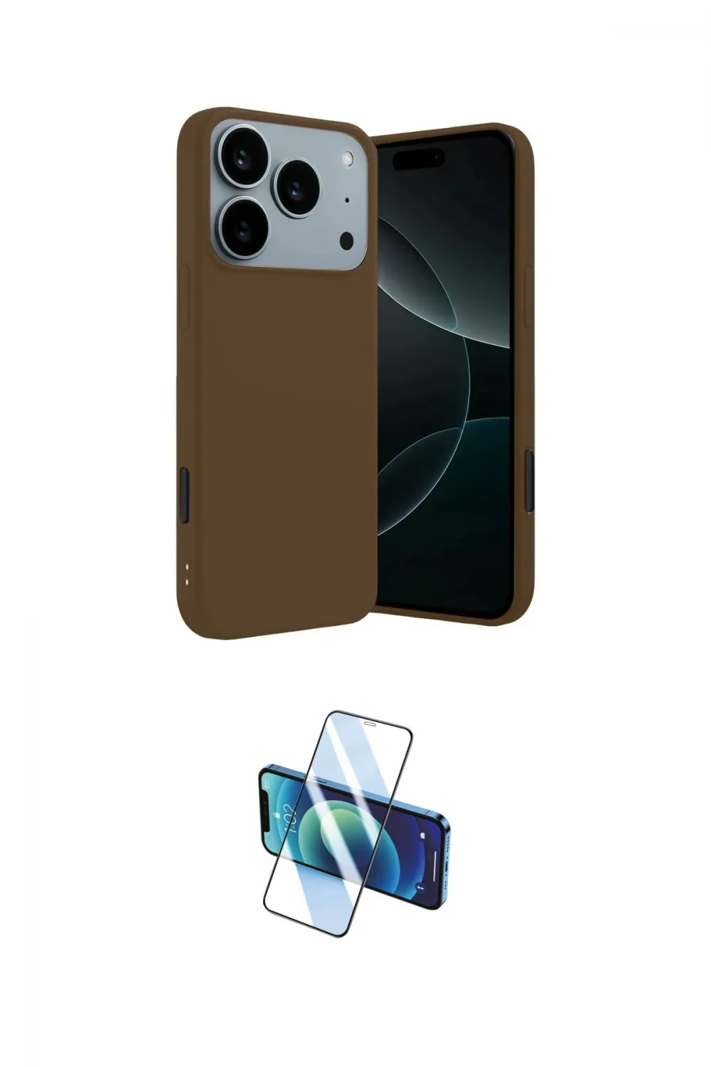 ieg™ iPhone 17 Pro Max Kılıf Kozmos Yansıma Özel Seri - Siyah 3D Antistatik Cam Ekran Koruyucu