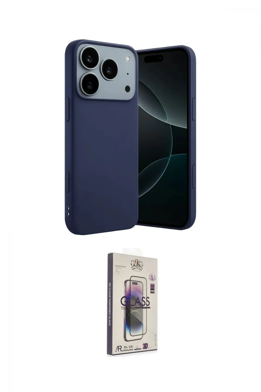 ieg™ iPhone 17 Pro Max Kılıf Kozmos Yansıma Özel Seri - Siyah Bilvis 3D Cam Ekran Koruyucu