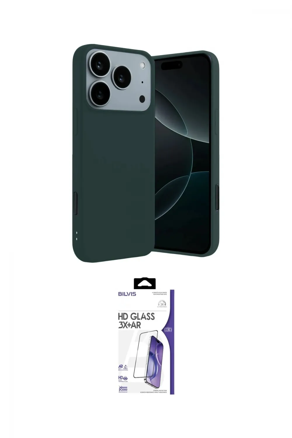 ieg™ iPhone 17 Pro Max Kılıf Kozmos Yansıma Özel Seri - Siyah Bilvis 3X AR HD Cam Ekran Koruyucu