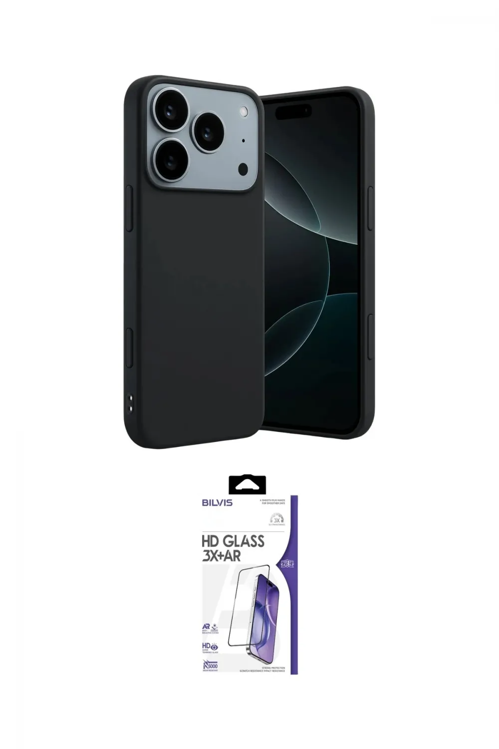 ieg™ iPhone 17 Pro Max Kılıf Kozmos Yansıma Özel Seri - Siyah Bilvis 3X AR HD Cam Ekran Koruyucu