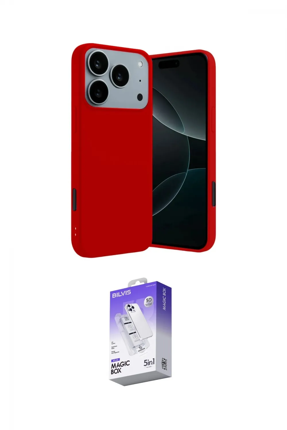 ieg™ iPhone 17 Pro Max Kılıf Kozmos Yansıma Özel Seri - Siyah Bilvis 5in1 3D Magic Cam Ekran Koruyucu