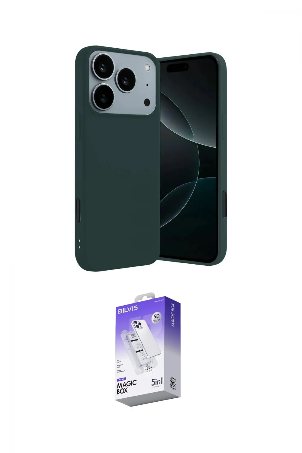 ieg™ iPhone 17 Pro Max Kılıf Kozmos Yansıma Özel Seri - Siyah Bilvis 5in1 3D Magic Cam Ekran Koruyucu