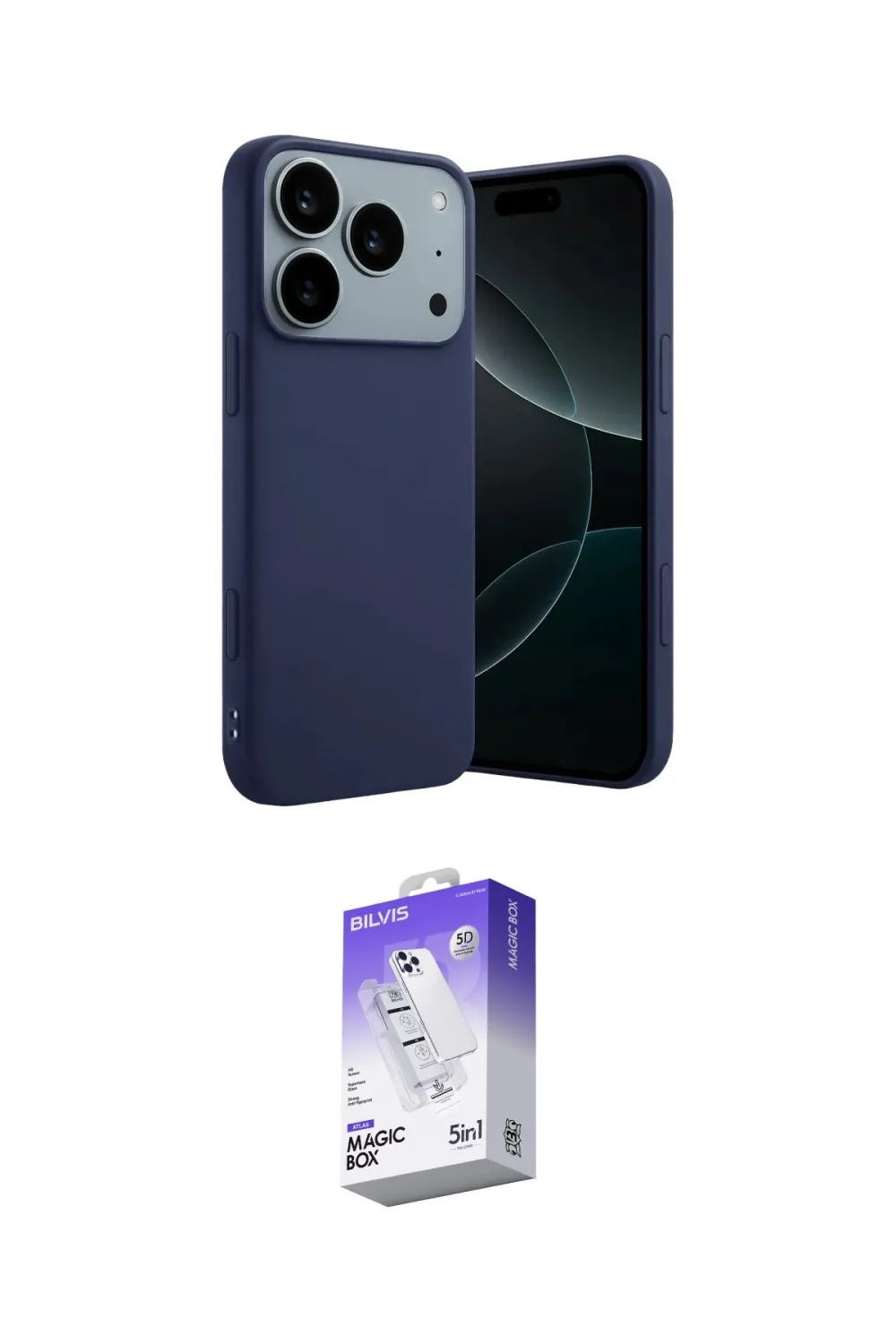 ieg™ iPhone 17 Pro Max Kılıf Kozmos Yansıma Özel Seri - Siyah Bilvis 5in1 3D Magic Cam Ekran Koruyucu