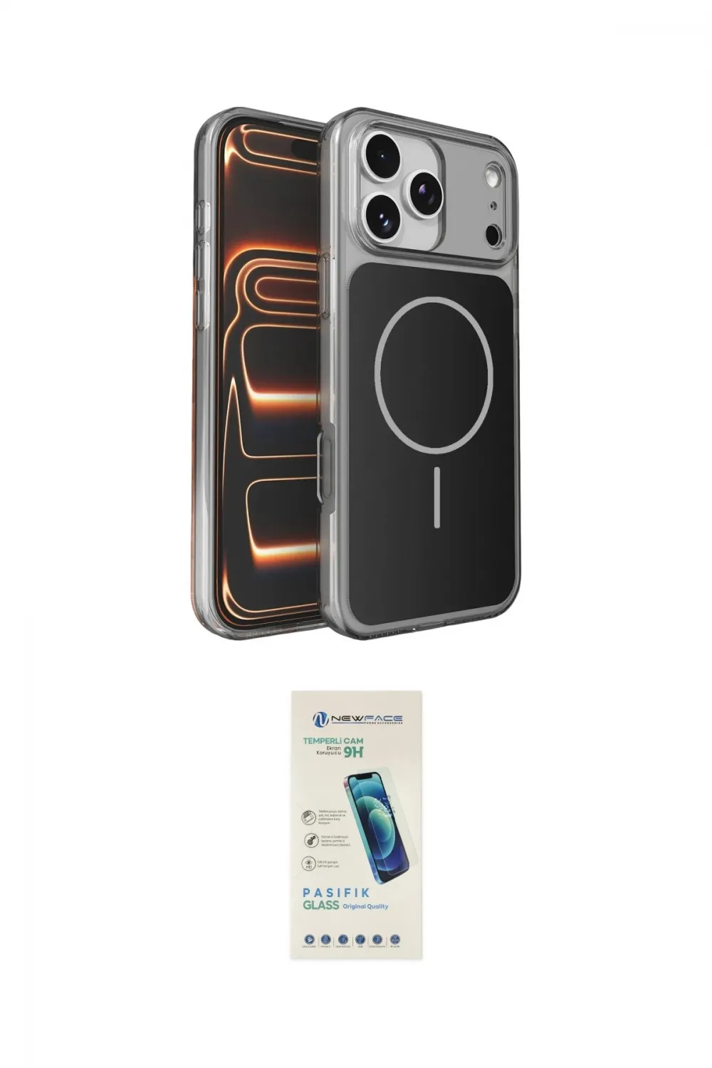 ieg™ iPhone 17 Pro Max Kılıf Kutup Doku Serisi - Şeffaf Pasifik Cam Ekran Koruyucu