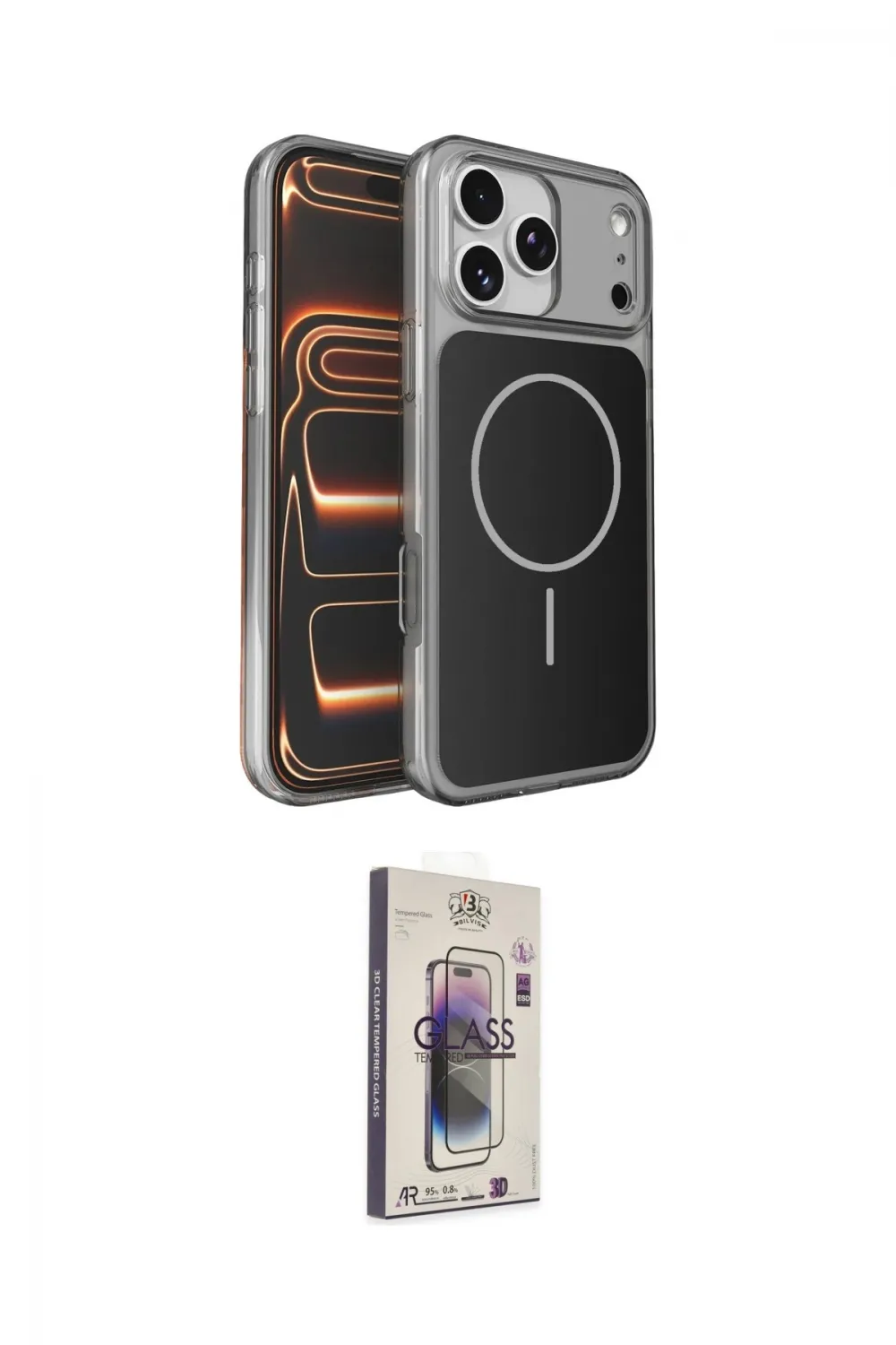 ieg™ iPhone 17 Pro Max Kılıf Kutup Doku Serisi - Siyah Bilvis 3D Cam Ekran Koruyucu