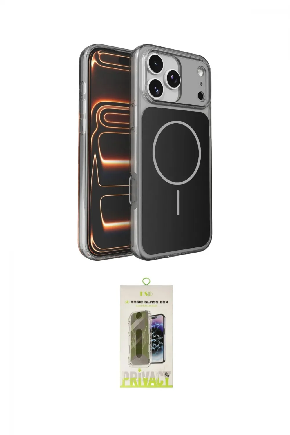 ieg™ iPhone 17 Pro Max Kılıf Kutup Doku Serisi - Siyah Joko Magic 5D Hayalet Cam