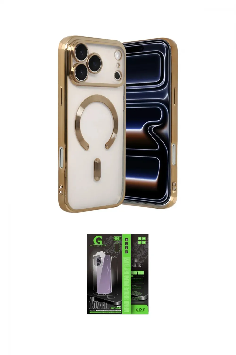 ieg™ iPhone 17 Pro Max Kılıf Nova Işık Özel Seri - Şeffaf 360 Full Body Arka Koruyucu