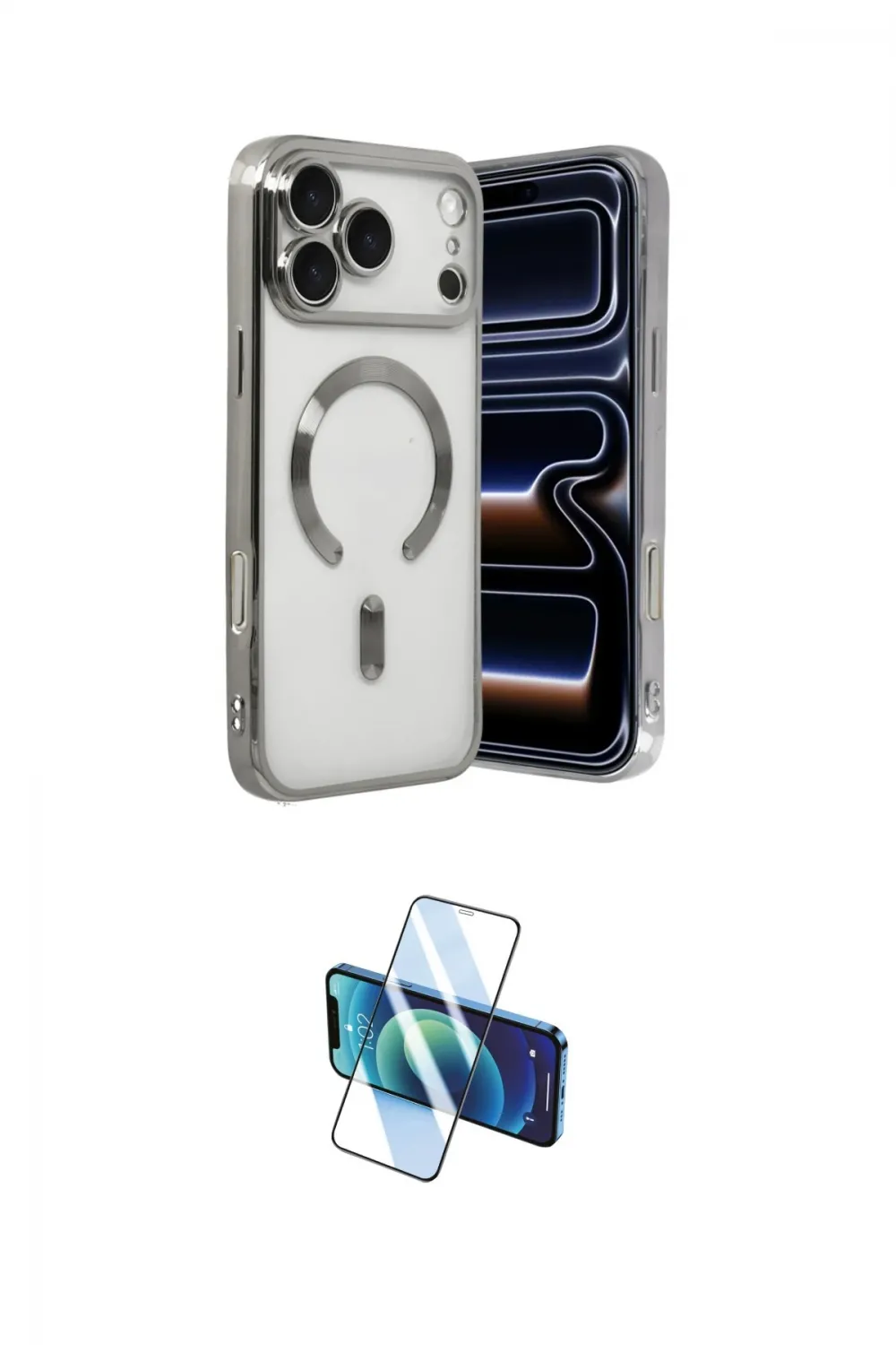 ieg™ iPhone 17 Pro Max Kılıf Nova Işık Özel Seri - Siyah 3D Antistatik Cam Ekran Koruyucu