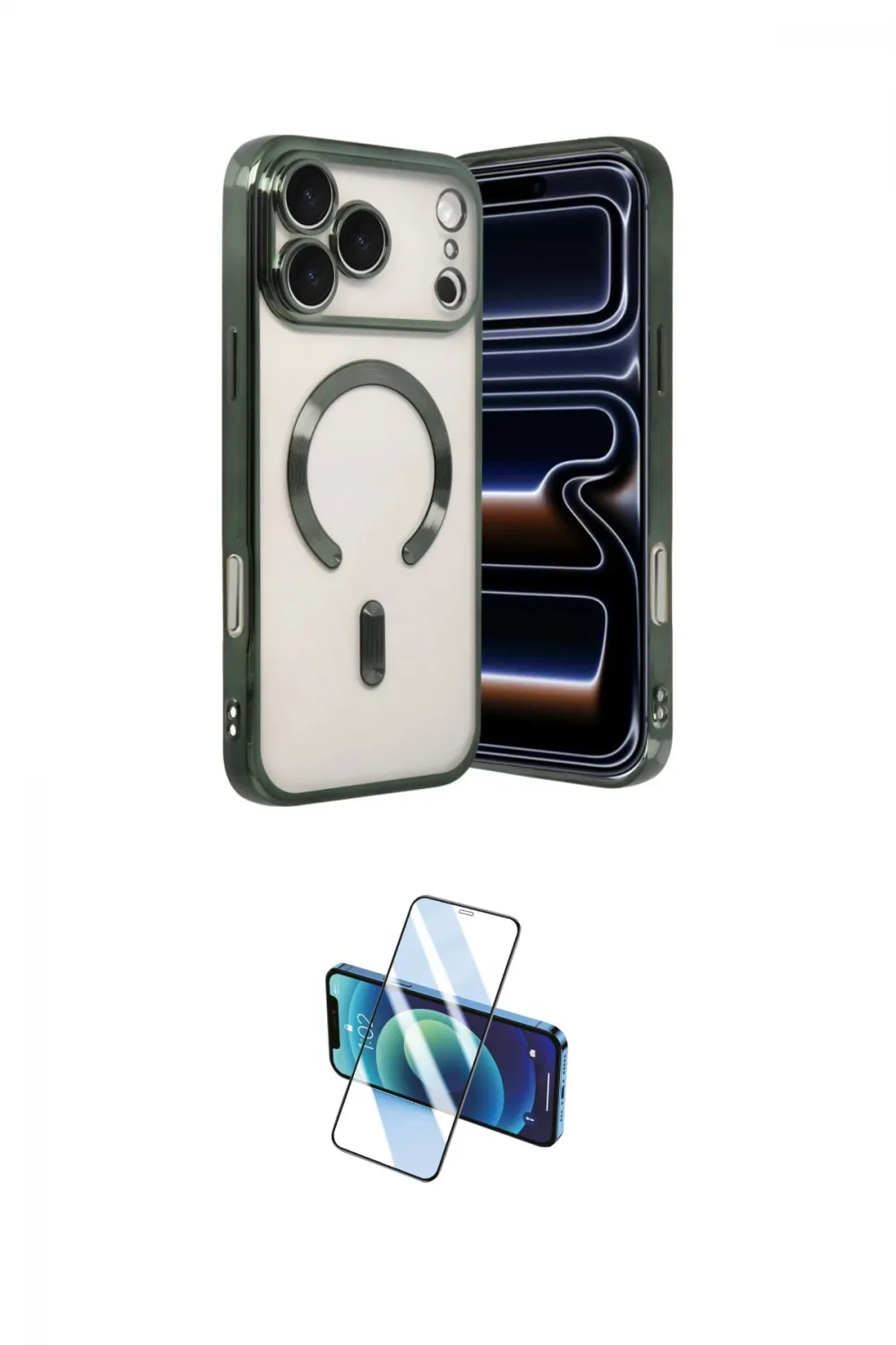 ieg™ iPhone 17 Pro Max Kılıf Nova Işık Özel Seri - Siyah 3D Antistatik Cam Ekran Koruyucu