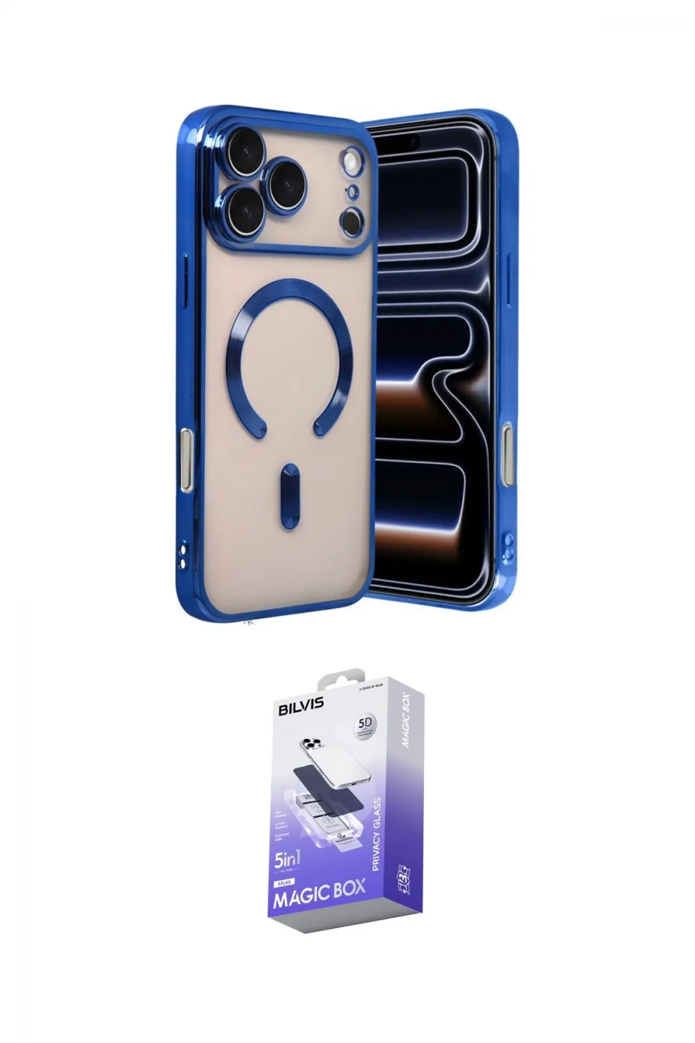 ieg™ iPhone 17 Pro Max Kılıf Nova Işık Özel Seri - Siyah Bilvis 5in1 5D Magic Hayalet Cam Ekran Koruyucu