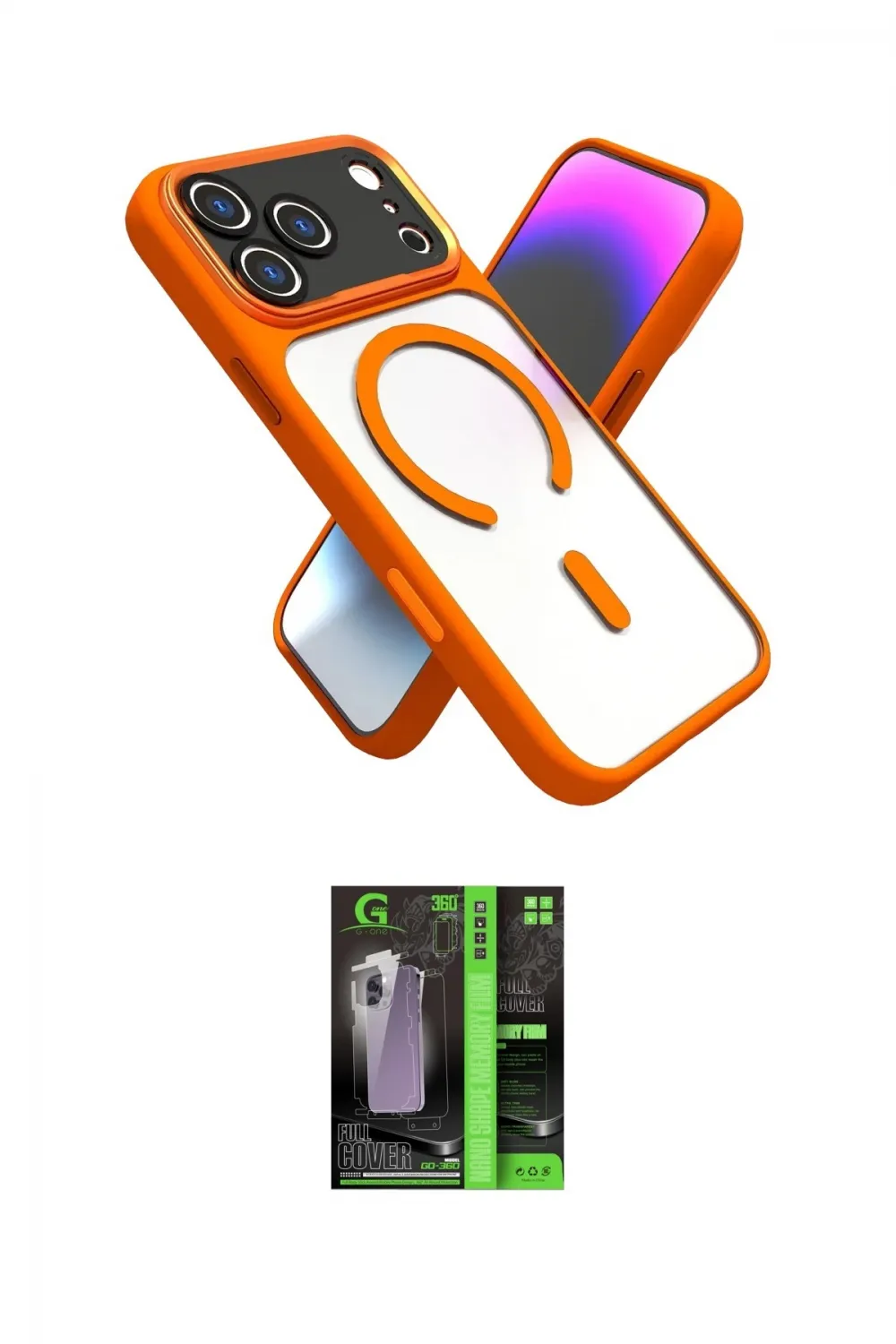 ieg™ iPhone 17 Pro Max Kılıf Nova Yansıma Serisi - Siyah 360 Mat Full Body Arka Koruyucu