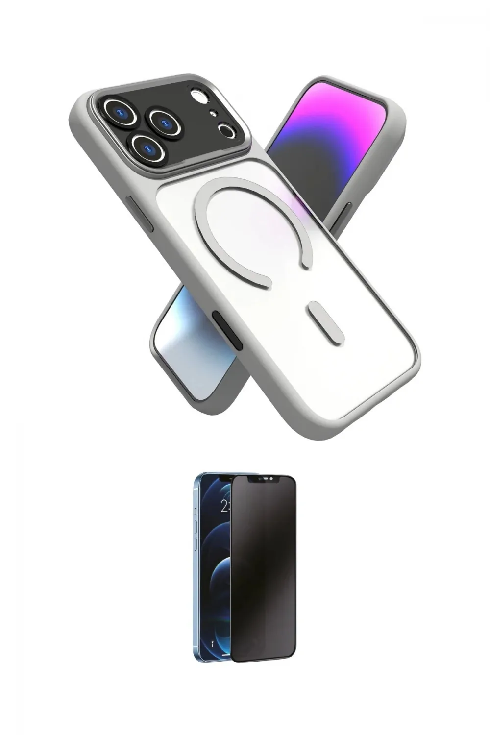 ieg™ iPhone 17 Pro Max Kılıf Nova Yansıma Serisi - Siyah 3D Antistatik Hayalet Cam Ekran Koruyucu