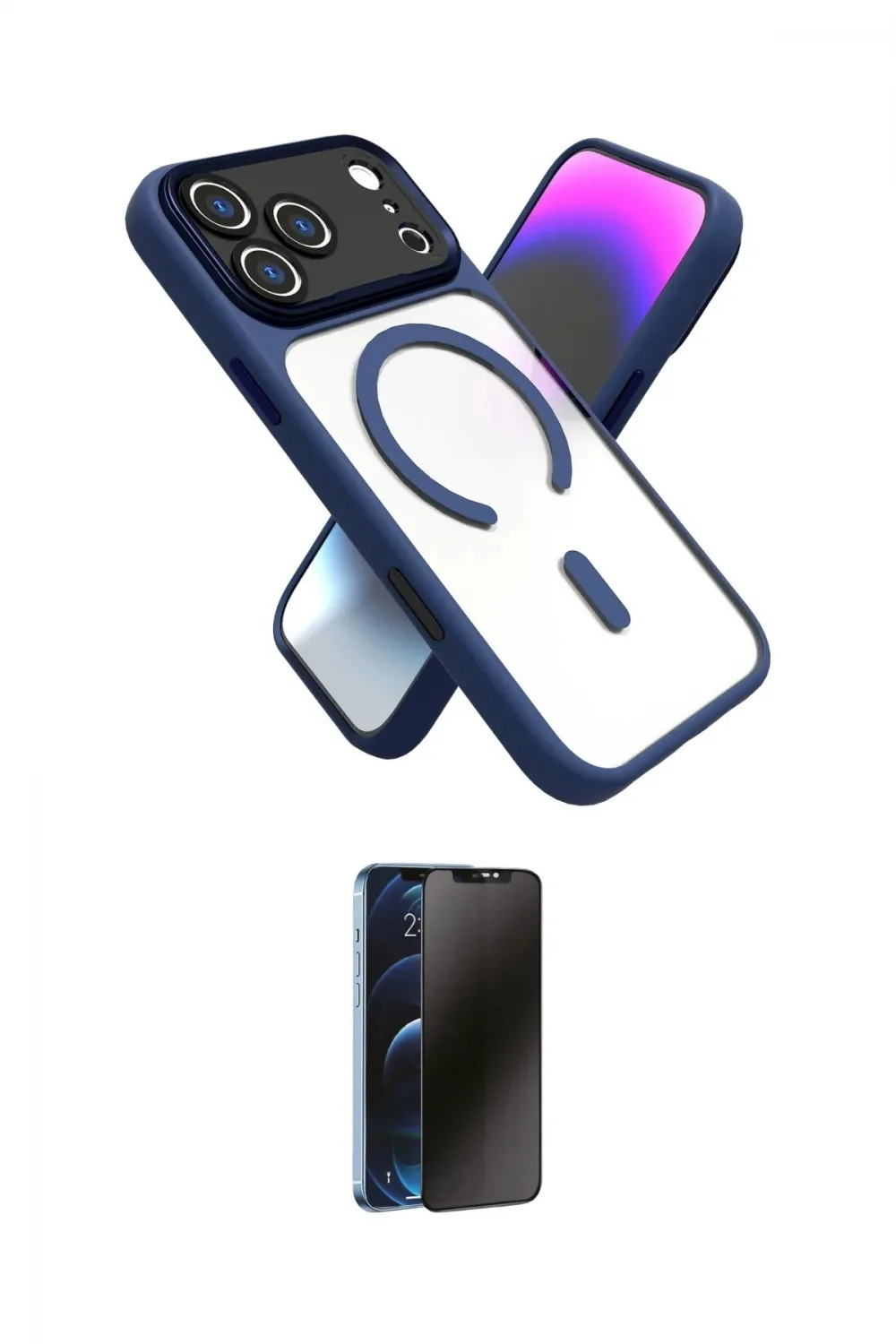 ieg™ iPhone 17 Pro Max Kılıf Nova Yansıma Serisi - Siyah 3D Antistatik Hayalet Cam Ekran Koruyucu