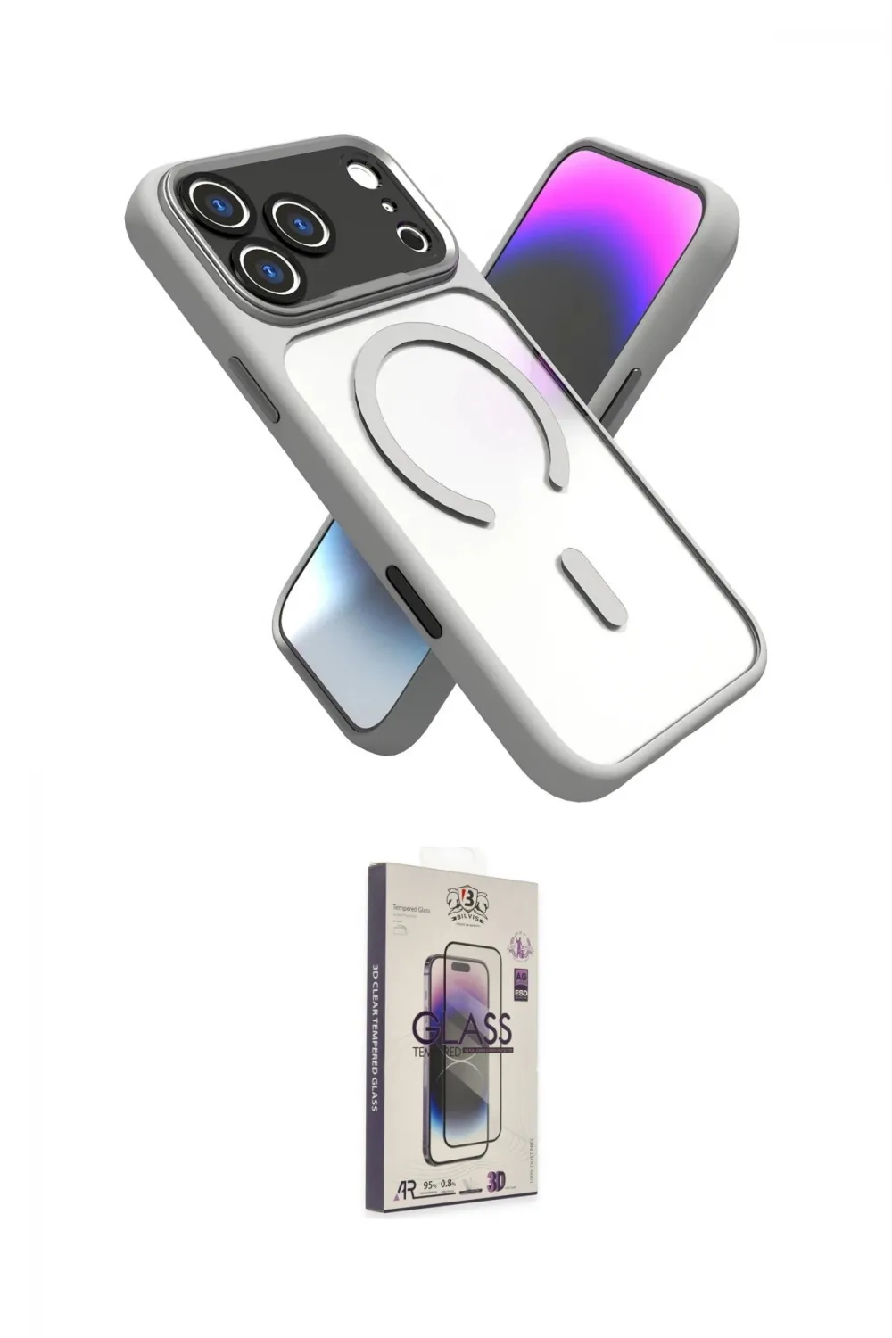 ieg™ iPhone 17 Pro Max Kılıf Nova Yansıma Serisi - Siyah Bilvis 3D Cam Ekran Koruyucu