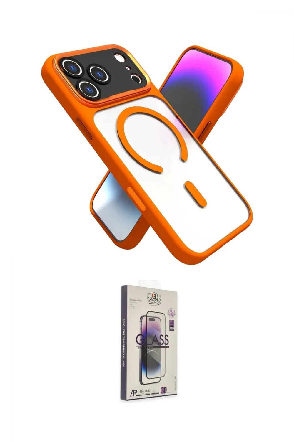 ieg™ iPhone 17 Pro Max Kılıf Nova Yansıma Serisi - Siyah Bilvis 3D Cam Ekran Koruyucu