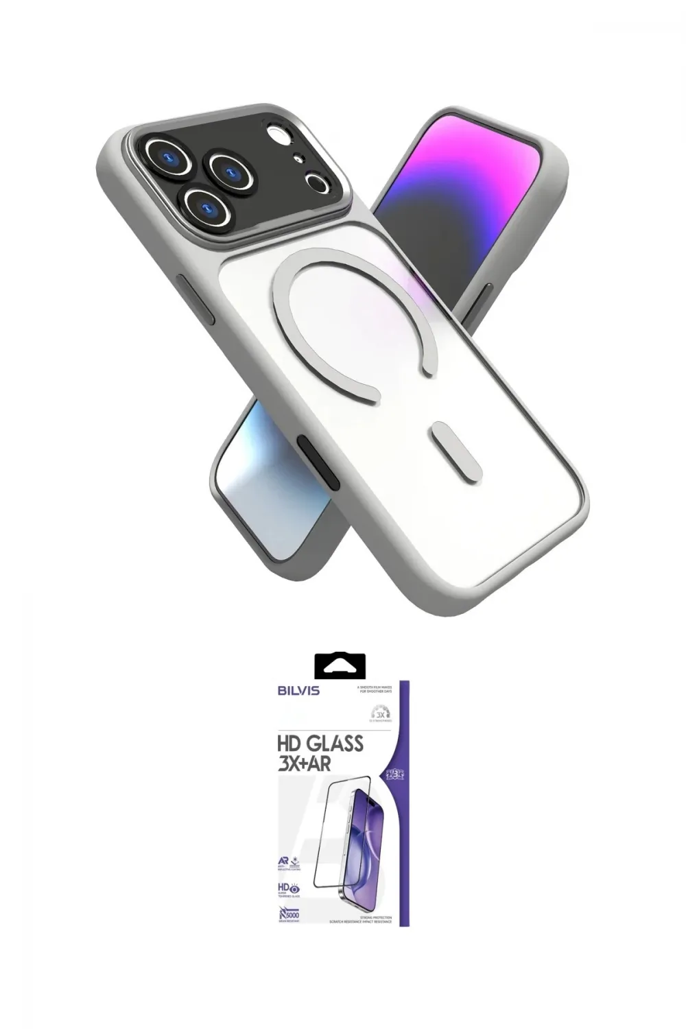 ieg™ iPhone 17 Pro Max Kılıf Nova Yansıma Serisi - Siyah Bilvis 3X AR HD Cam Ekran Koruyucu
