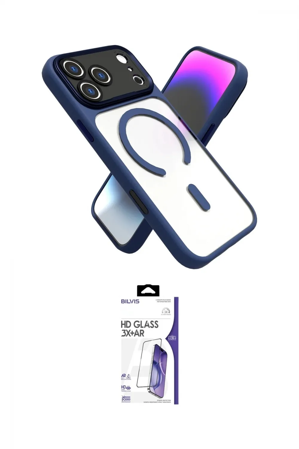ieg™ iPhone 17 Pro Max Kılıf Nova Yansıma Serisi - Siyah Bilvis 3X AR HD Cam Ekran Koruyucu