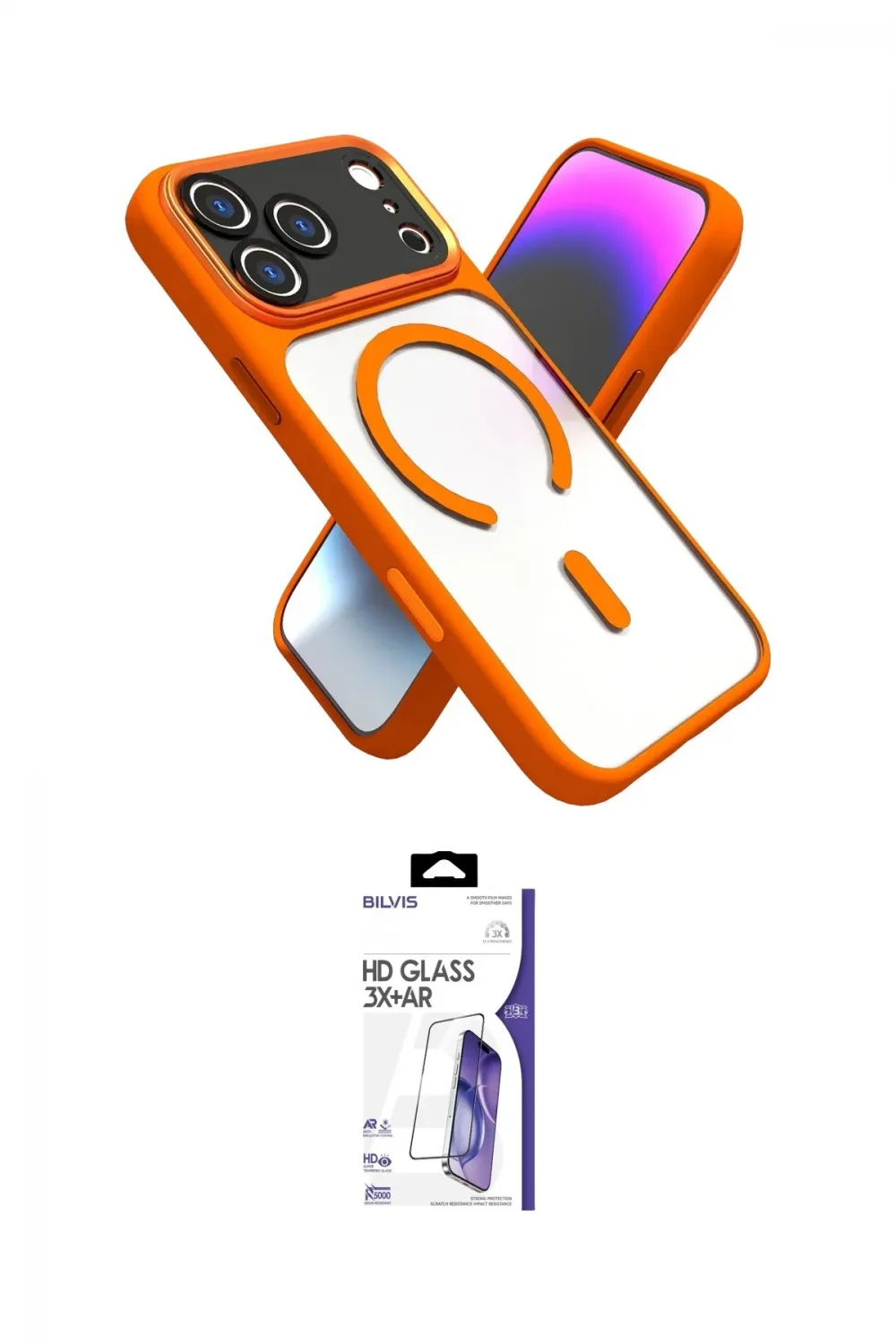 ieg™ iPhone 17 Pro Max Kılıf Nova Yansıma Serisi - Siyah Bilvis 3X AR HD Cam Ekran Koruyucu