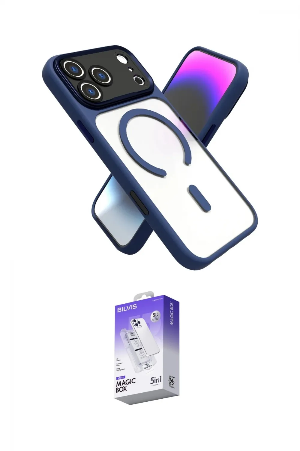 ieg™ iPhone 17 Pro Max Kılıf Nova Yansıma Serisi - Siyah Bilvis 5in1 3D Magic Cam Ekran Koruyucu