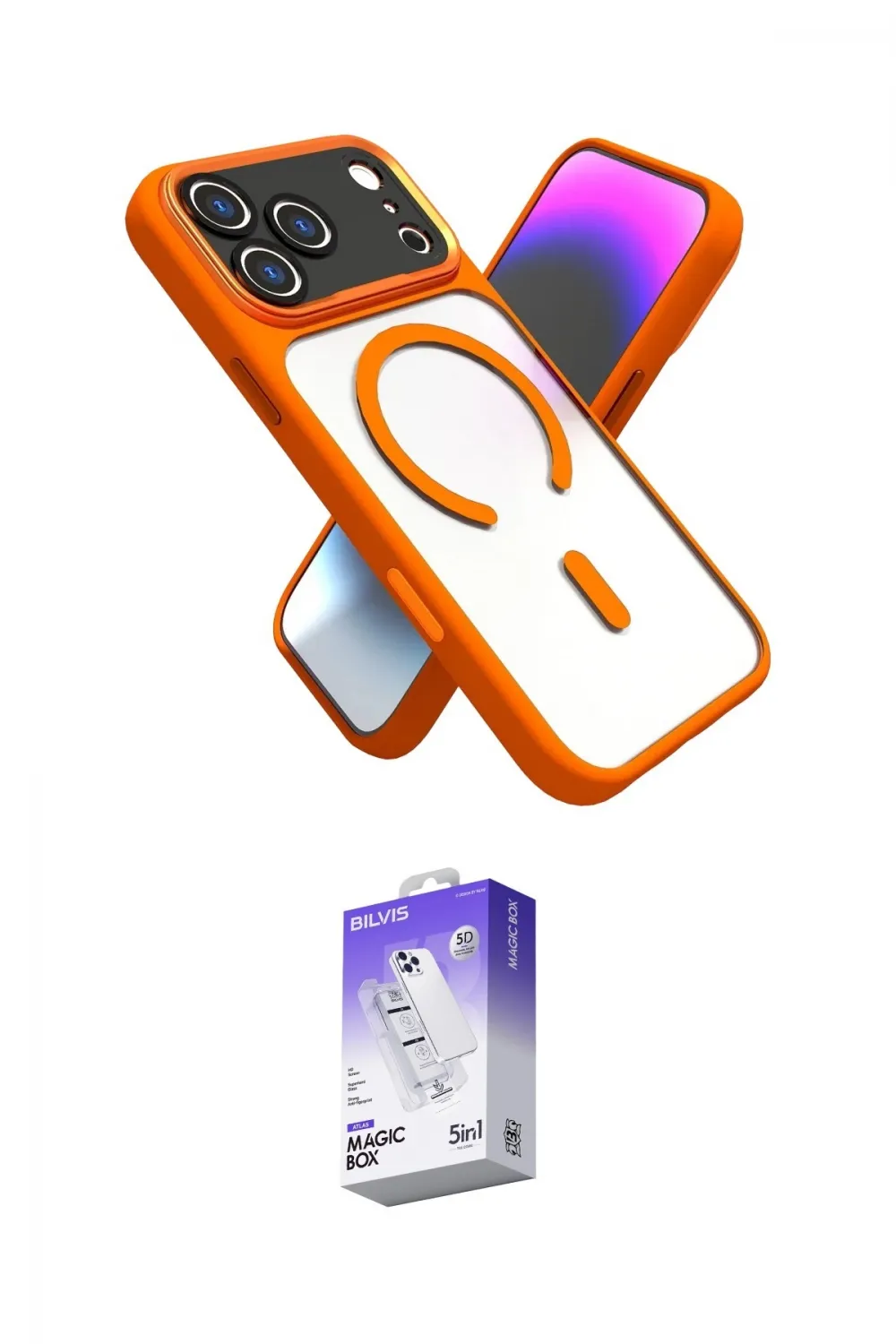 ieg™ iPhone 17 Pro Max Kılıf Nova Yansıma Serisi - Siyah Bilvis 5in1 3D Magic Cam Ekran Koruyucu