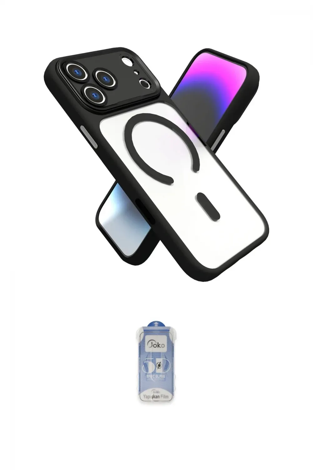 ieg™ iPhone 17 Pro Max Kılıf Nova Yansıma Serisi - Siyah Joko Magic 5D Cam