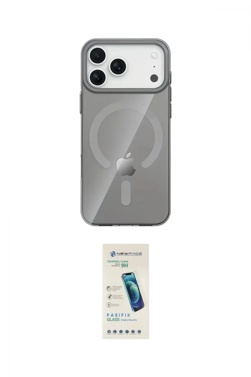 ieg™ iPhone 17 Pro Max Kılıf Pusula Form Özel Seri - Şeffaf Pasifik Cam Ekran Koruyucu