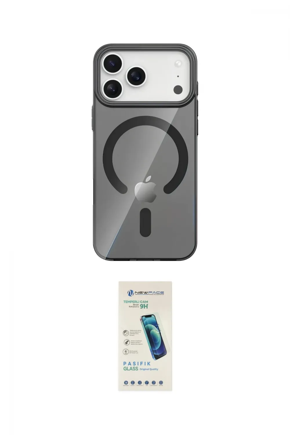 ieg™ iPhone 17 Pro Max Kılıf Pusula Form Özel Seri - Şeffaf Pasifik Cam Ekran Koruyucu