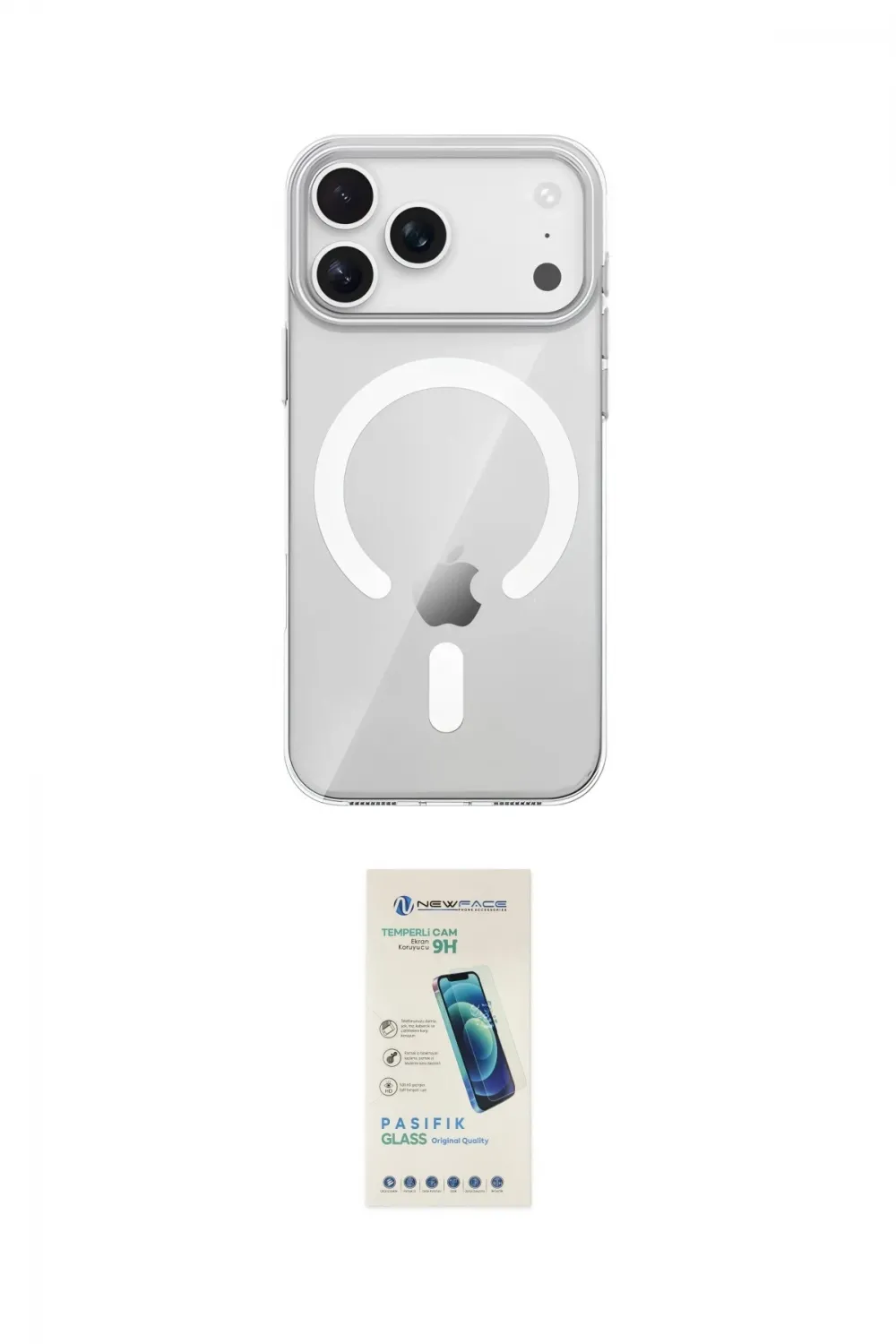 ieg™ iPhone 17 Pro Max Kılıf Pusula Form Özel Seri - Şeffaf Pasifik Cam Ekran Koruyucu
