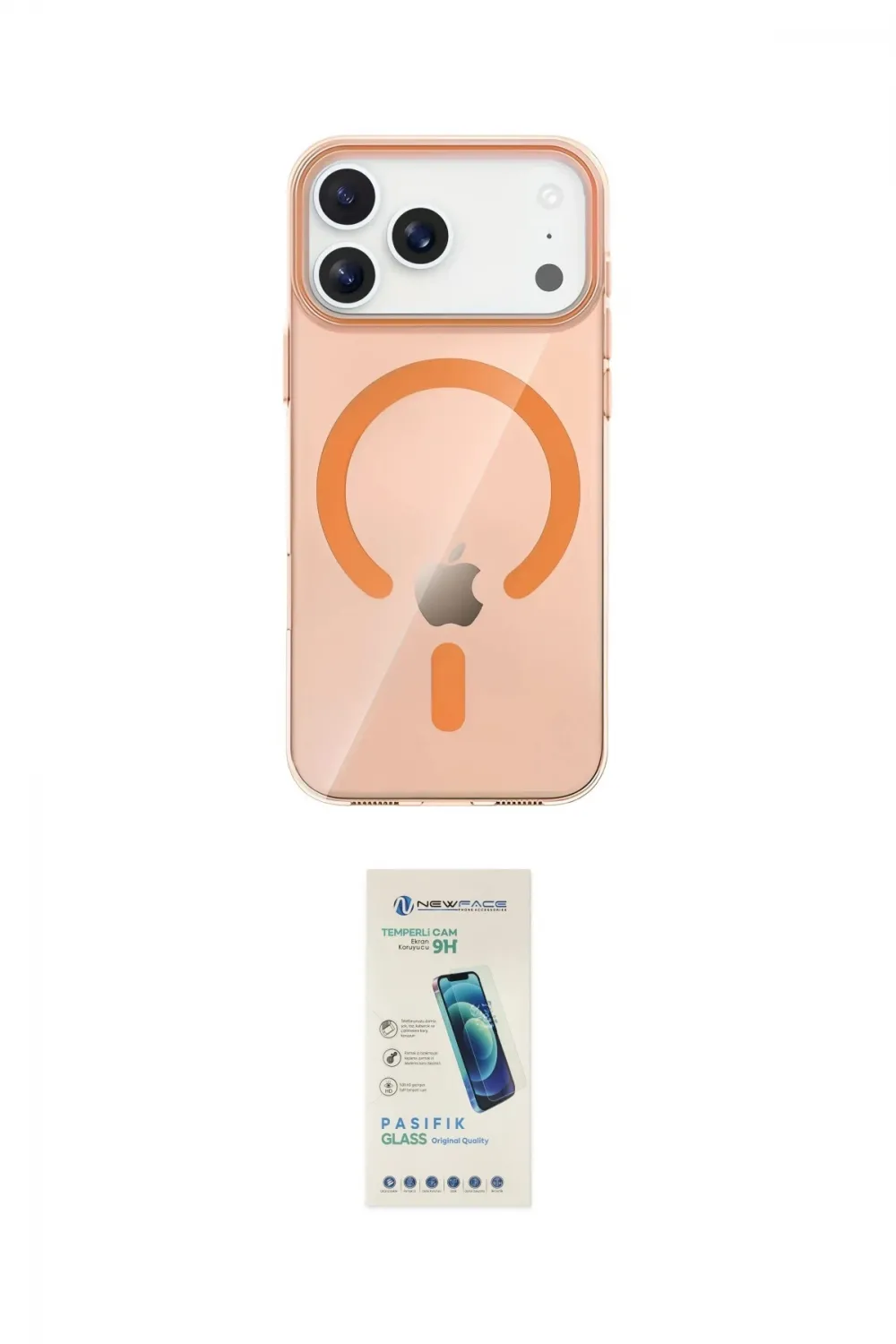 ieg™ iPhone 17 Pro Max Kılıf Pusula Form Özel Seri - Şeffaf Pasifik Cam Ekran Koruyucu
