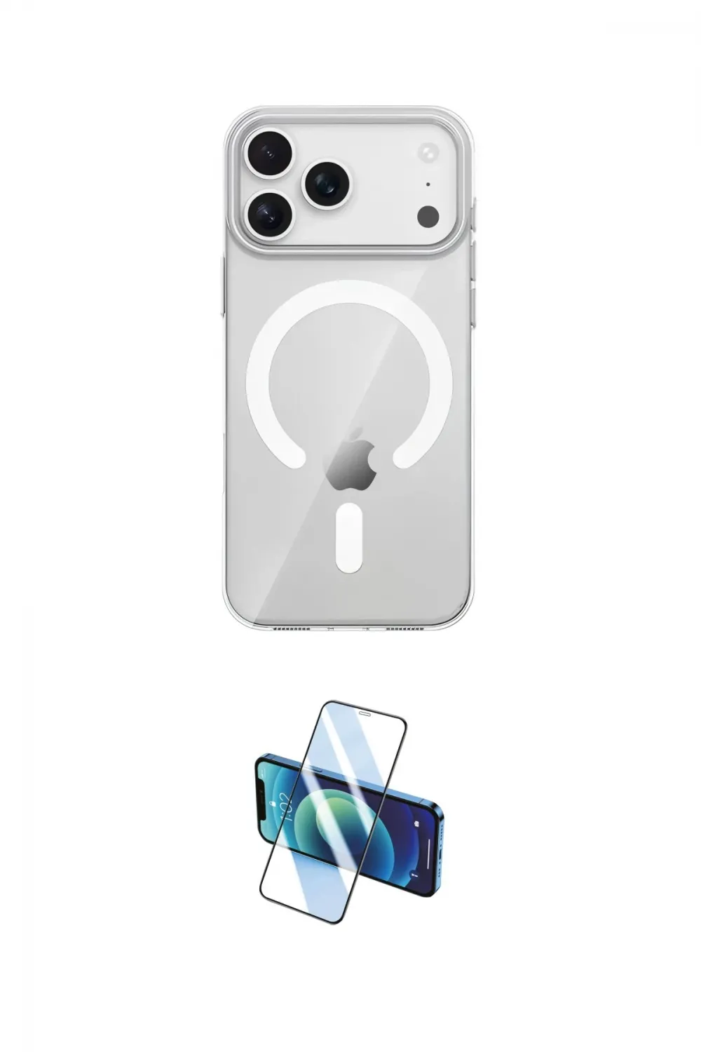 ieg™ iPhone 17 Pro Max Kılıf Pusula Form Özel Seri - Siyah 3D Antistatik Seramik Nano Ekran Koruyucu