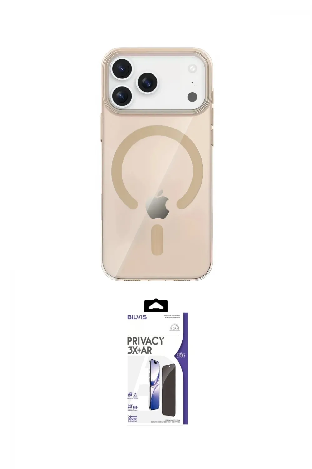 ieg™ iPhone 17 Pro Max Kılıf Pusula Form Özel Seri - Siyah Bilvis 3X AR Hayalet Cam Ekran Koruyucu