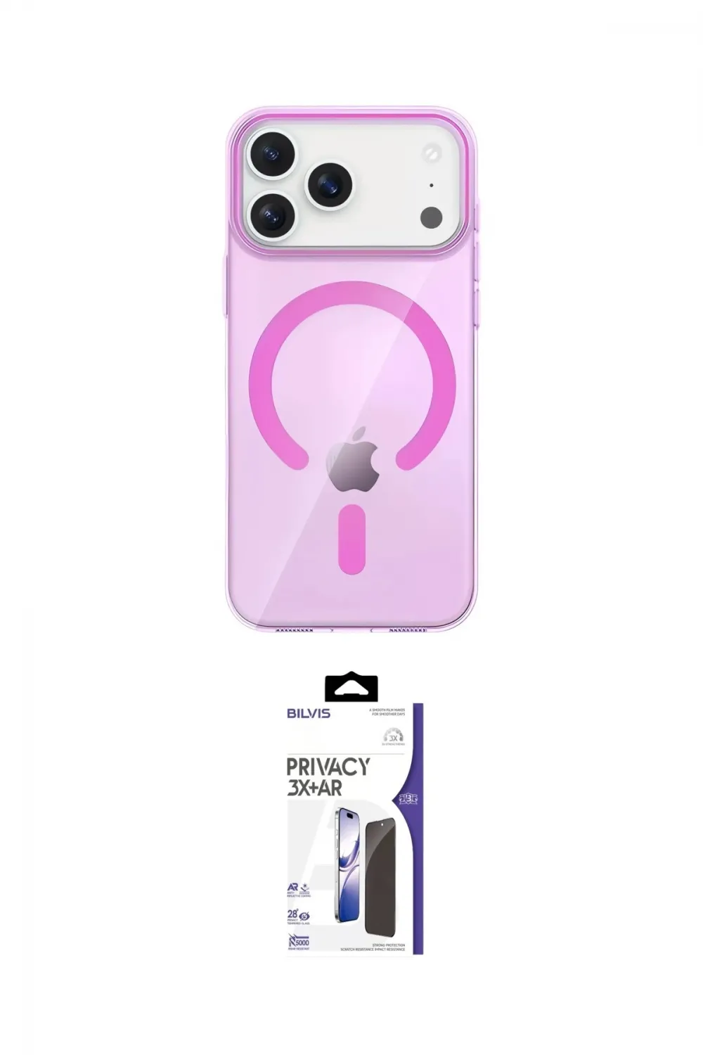 ieg™ iPhone 17 Pro Max Kılıf Pusula Form Özel Seri - Siyah Bilvis 3X AR Hayalet Cam Ekran Koruyucu