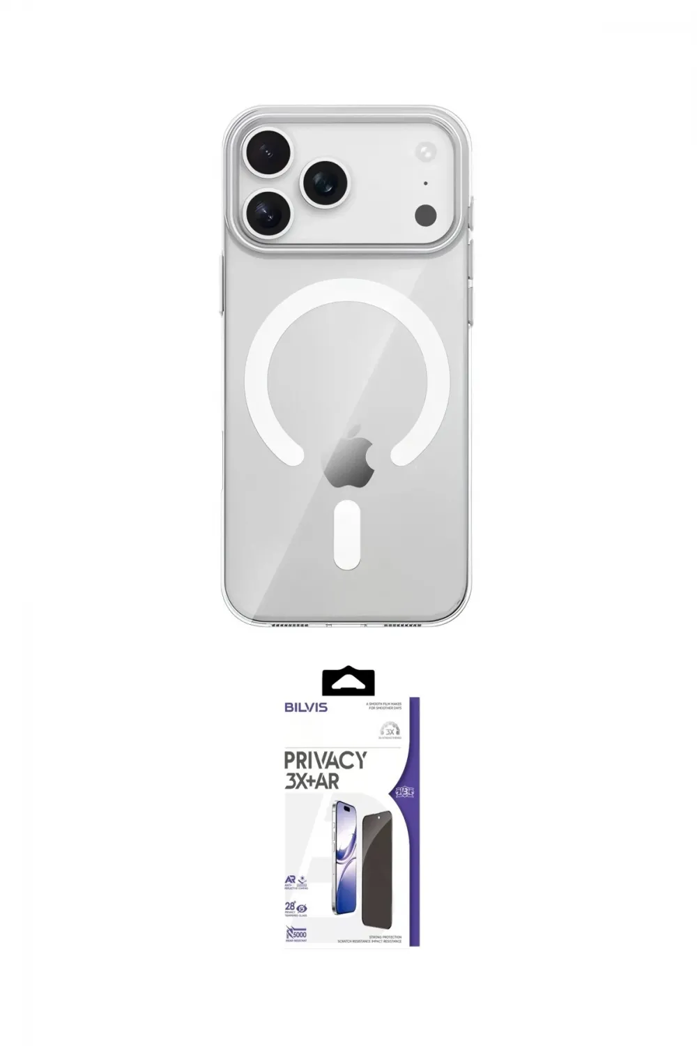 ieg™ iPhone 17 Pro Max Kılıf Pusula Form Özel Seri - Siyah Bilvis 3X AR Hayalet Cam Ekran Koruyucu