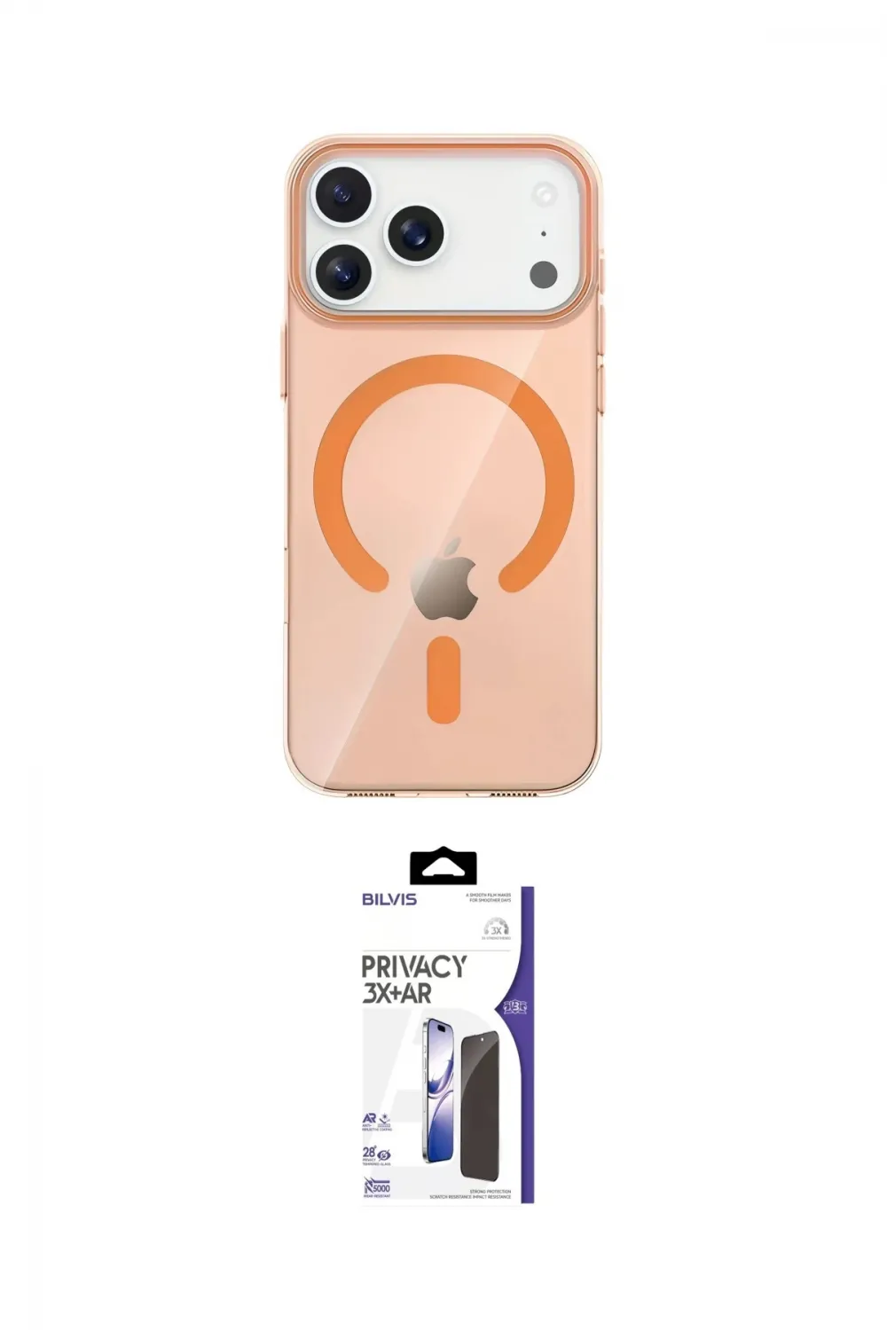 ieg™ iPhone 17 Pro Max Kılıf Pusula Form Özel Seri - Siyah Bilvis 3X AR Hayalet Cam Ekran Koruyucu