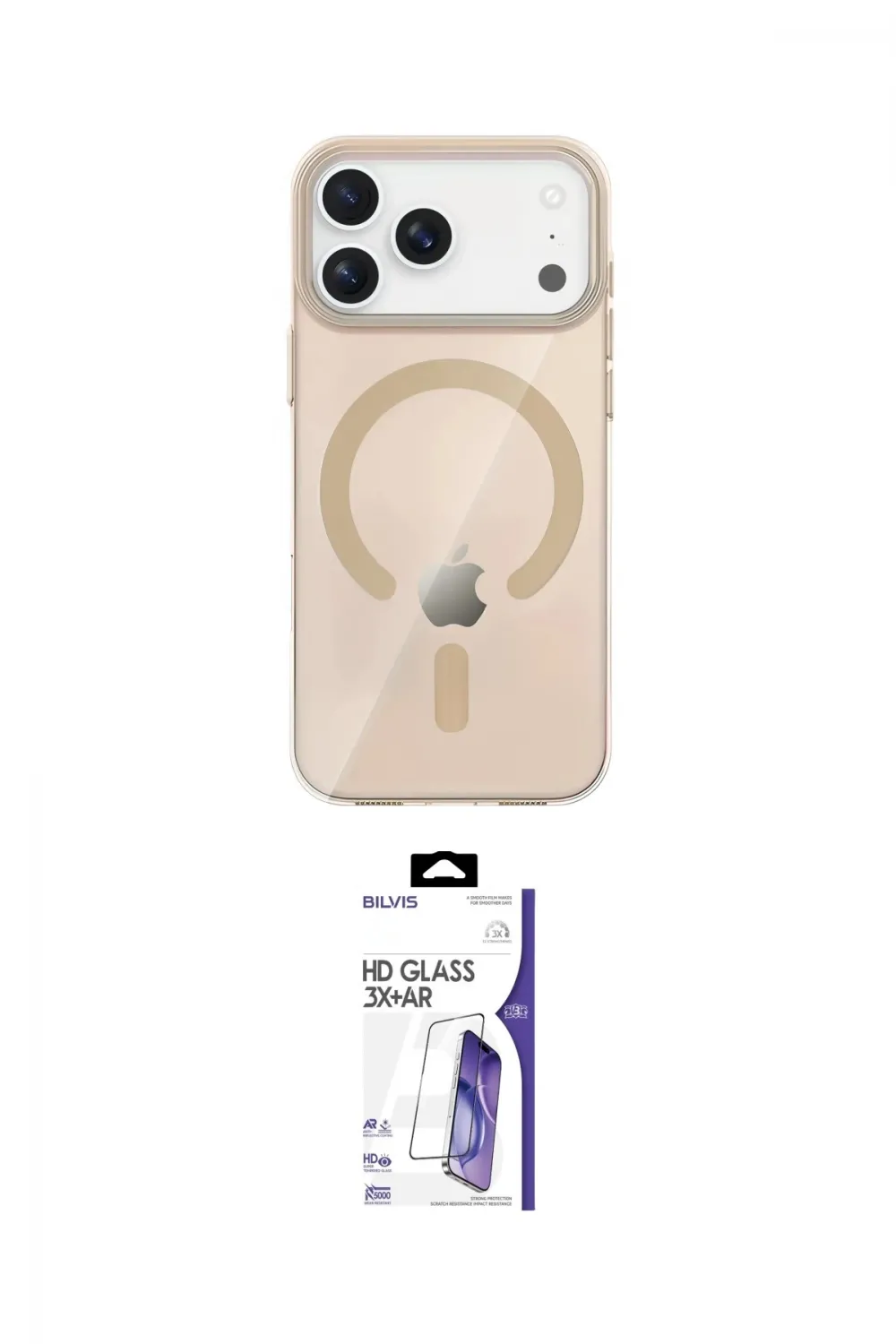 ieg™ iPhone 17 Pro Max Kılıf Pusula Form Özel Seri - Siyah Bilvis 3X AR HD Cam Ekran Koruyucu