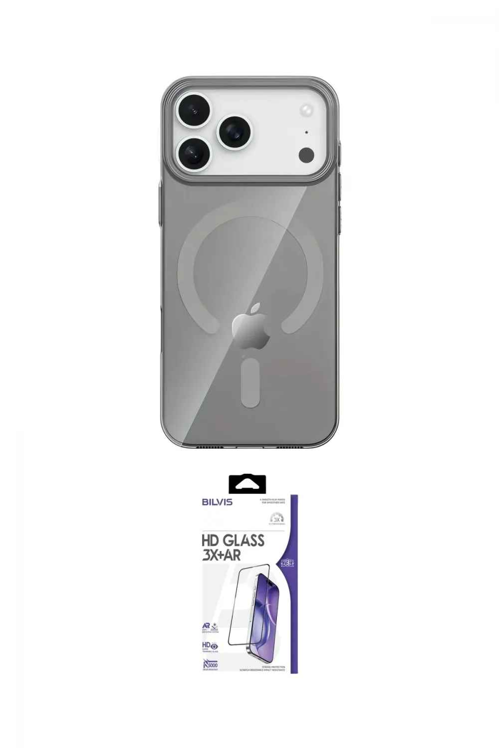 ieg™ iPhone 17 Pro Max Kılıf Pusula Form Özel Seri - Siyah Bilvis 3X AR HD Cam Ekran Koruyucu